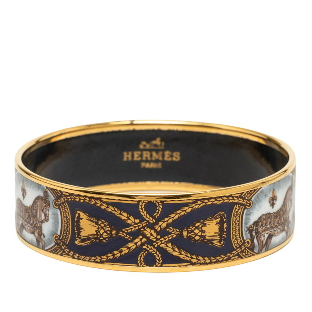 Hermes Enamel GM Cloisonnรฉ Bangle, Gold Multicolor Plated, Women's